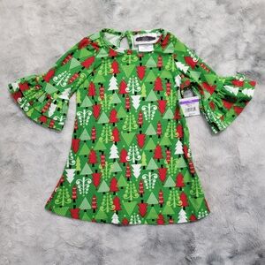 Rare Editions 18M Girl's Christmas Tree Print Dress